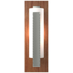 Forged Vertical Bar Wall Sconce w/Decorative Backplate - Sterling / Opal