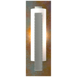 Forged Vertical Bar Wall Sconce w/Decorative Backplate - Sterling / Opal