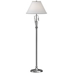Forged Leaves and Vase Floor Lamp - Sterling / Natural Anna