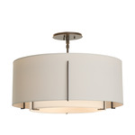 Exos Double Shade Semi Flush Ceiling Light - Dark Smoke / Flax