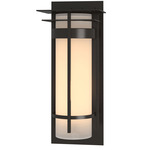 Banded Top Plate Outdoor Wall Sconce - Coastal Oil Rubbed Bronze / Opal
