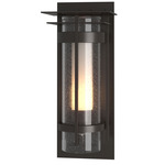 Banded XL Seeded Top Plate Outdoor Wall Sconce - Coastal Oil Rubbed Bronze / Opal and Seeded