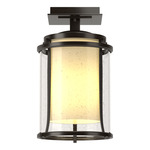 Meridian Outdoor Semi Flush Ceiling Light - Coastal Oil Rubbed Bronze / Opal and Seeded