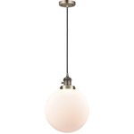 Beacon 201 Pendant with On/Off Switch - Antique Brass / Matte White