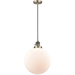 Beacon 201 Pendant with On/Off Switch - Antique Brass / Matte White