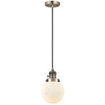 Beacon 201 Pendant with On/Off Switch - Antique Brass / Matte White