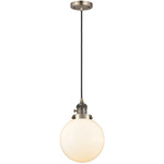 Beacon 201 Pendant with On/Off Switch - Antique Brass / Matte White