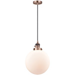 Beacon 201 Pendant with On/Off Switch - Antique Copper / Matte White