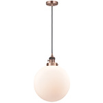 Beacon 201 Pendant with On/Off Switch - Antique Copper / Matte White