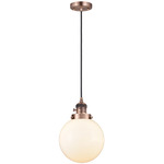 Beacon 201 Pendant with On/Off Switch - Antique Copper / Matte White