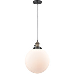 Beacon 201 Pendant with On/Off Switch - Black / Antique Brass / Matte White