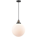 Beacon 201 Pendant with On/Off Switch - Black / Antique Brass / Matte White