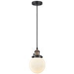 Beacon 201 Pendant with On/Off Switch - Black / Antique Brass / Matte White