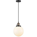 Beacon 201 Pendant with On/Off Switch - Black / Antique Brass / Matte White