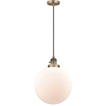 Beacon 201 Pendant with On/Off Switch - Brushed Brass / Matte White