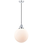 Beacon 201 Pendant with On/Off Switch - Polished Chrome / Matte White