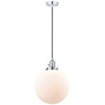 Beacon 201 Pendant with On/Off Switch - Polished Chrome / Matte White