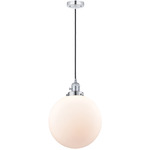 Beacon 201 Pendant with On/Off Switch - Polished Chrome / Matte White