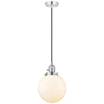Beacon 201 Pendant with On/Off Switch - Polished Chrome / Matte White