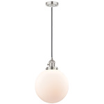 Beacon 201 Pendant with On/Off Switch - Polished Nickel / Matte White