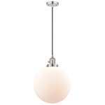 Beacon 201 Pendant with On/Off Switch - Polished Nickel / Matte White