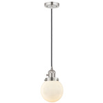 Beacon 201 Pendant with On/Off Switch - Polished Nickel / Matte White