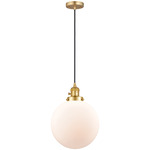 Beacon 201 Pendant with On/Off Switch - Satin Gold / Matte White