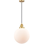 Beacon 201 Pendant with On/Off Switch - Satin Gold / Matte White