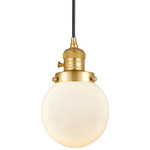 Beacon 201 Pendant with On/Off Switch - Satin Gold / Matte White