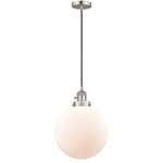 Beacon 201 Pendant with On/Off Switch - Satin Nickel / Matte White