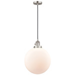 Beacon 201 Pendant with On/Off Switch - Satin Nickel / Matte White