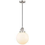 Beacon 201 Pendant with On/Off Switch - Satin Nickel / Matte White