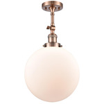 Beacon 201 Semi Flush Ceiling Light - Antique Copper / Matte White