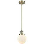 Beacon 201 Stem Pendant - Antique Brass / Matte White