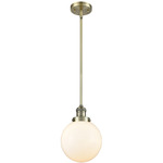 Beacon 201 Stem Pendant - Antique Brass / Matte White