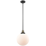 Beacon 201 Stem Pendant - Black / Antique Brass / Matte White