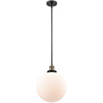 Beacon 201 Stem Pendant - Black / Antique Brass / Matte White