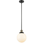 Beacon 201 Stem Pendant - Black / Antique Brass / Matte White