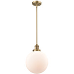 Beacon 201 Stem Pendant - Brushed Brass / Matte White