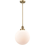 Beacon 201 Stem Pendant - Brushed Brass / Matte White