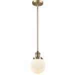 Beacon 201 Stem Pendant - Brushed Brass / Matte White