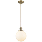 Beacon 201 Stem Pendant - Brushed Brass / Matte White