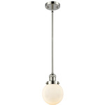 Beacon 201 Stem Pendant - Polished Nickel / Matte White