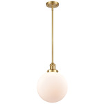 Beacon 201 Stem Pendant - Satin Gold / Matte White