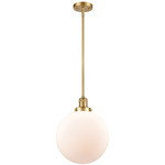 Beacon 201 Stem Pendant - Satin Gold / Matte White