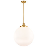 Beacon 201 Stem Pendant - Satin Gold / Matte White