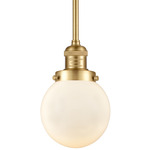 Beacon 201 Stem Pendant - Satin Gold / Matte White