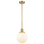 Beacon 201 Stem Pendant - Satin Gold / Matte White