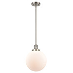 Beacon 201 Stem Pendant - Brushed Satin Nickel / Matte White