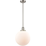 Beacon 201 Stem Pendant - Brushed Satin Nickel / Matte White